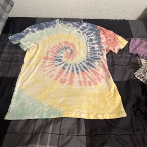 Two J Crew short sleeve purple and tye-dyed tees.
